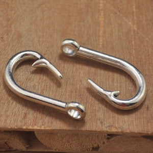 10pcs Antique Silver Fish Hook Charm ,Hook, Fish Hook Pendant, Fish Hook Bracelet Connector Charm,use for Leather Bracelet or Necklace