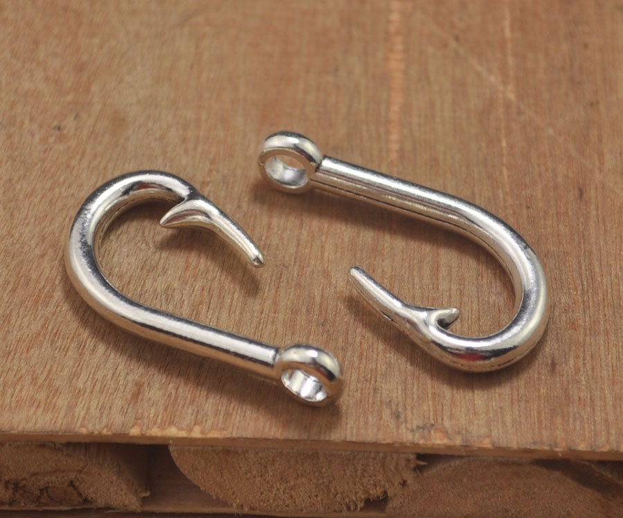 10pcs Antique Silver Fish Hook Charm ,Hook, Fish Hook Pendant, Fish Hook Bracelet Connector Charm,use for Leather Bracelet or Necklace