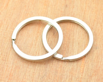 Chiusure ad anello per portachiavi in argento, portachiavi all'ingrosso da 50 pezzi, portachiavi diviso, anello diviso in metallo, grande anello diviso rotondo - 32 mm