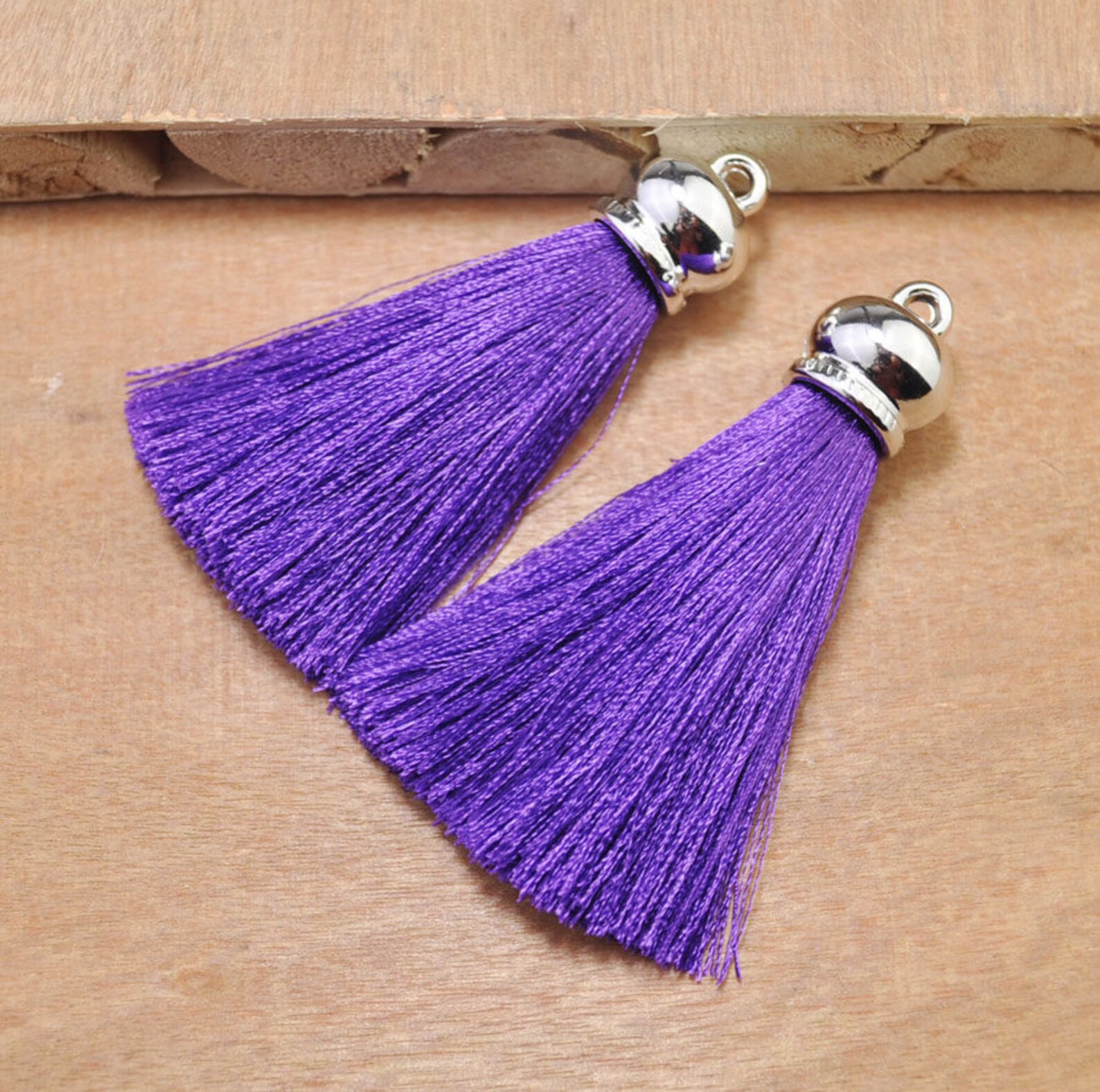 10pcs 2.7570mm Purple Silk Tassels Pendant With Silver Etsy UK