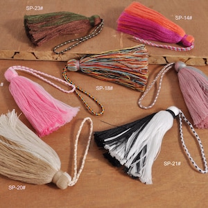 Colorful Cotton tassel,1/2//5/10Pcs,two Colors Tassel,tassel with Loops,Handmade Cotton Tassel Craft Supply,long tassel,Jewellery Tassels