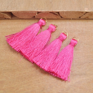 20Pcs 40mm Hot Pink Tassel with Gold Jump Rings, Silk Tassel,Tassel,Tassel for Jewelry,Silky Tassel,Tassel Necklace,Tassel Earring 14#