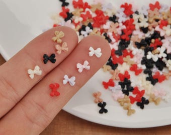 50-1000Pcs Mini Resin Bowknot Flatbacked Resin Nail Cabochons,6mm nail art, resin decorations bow,mini Bowknot for DIY nail art accessories.