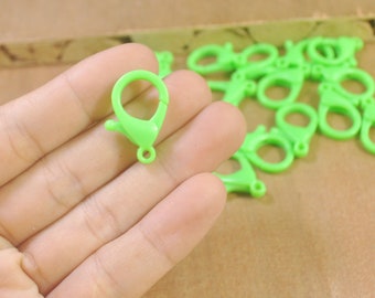 lime Green--30Pcs Small Plastic Lobster Clasp,Glasses Chain Clasps,Handbag Purse Strap Charm Key Chain Snap Hook Clasps-25x19mm
