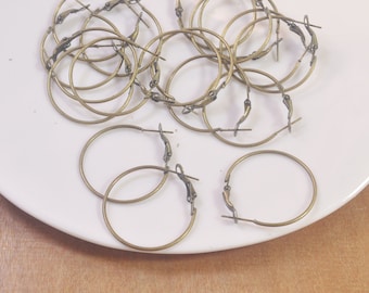 100pcs Bronze Plated metal Earring hoops,Beading Earrings Hoops,DIY Earrings Accessories,Earring Jewellery Making Findings,30mm.