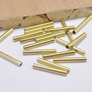 Round Brass Tube Bead, 50pcs 30x4mm Raw Brass Tubes beads