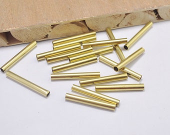 Round Brass Tube Bead, 50pcs 30x4mm Raw Brass Tubes beads