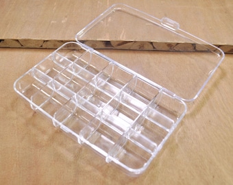 2pcs of Clear Plastic Storage Bead Container Box Case,15 Compartments Hinged Lid Storage DIY Projects Craft Supplies -- 150x94mm