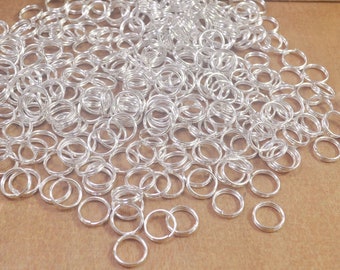 Double Jump Rings, Silver tone Split Rings 200Pcs 8mm Silver Split Jump Rings, Metal Clasp Connector,Keyring Hook Loop Leather Craft