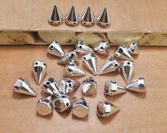 Flatback & Sew-On Spikes 6MM (Silver) (200 Pieces)