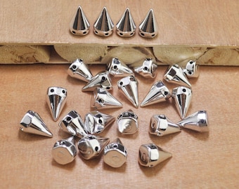 50Pcs Silver Spikes, Sew On Stud Spikes, plastic spikes, flat back spikes, cone studs,Spikes Stud 10x15mm