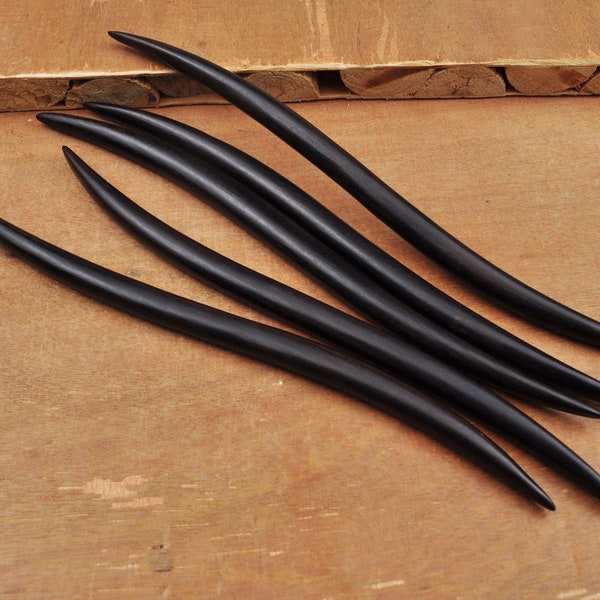 High Quality Simple Ebony Wood hair stick,Hand fine carved wood hairpin simple smooth Black wood hair stick,Shawl Pin Fork Hair Stick，17.7cm