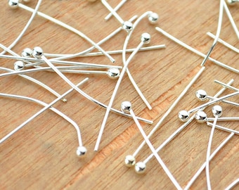 Ball Pin,Beautiful Silver Ball Headpins,200pcs Silver Plated Brass Ball End Head Pins,Headpins,Pins, Ball pins--24mm.