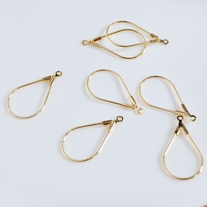 18k Gold Plated Earring Hoops,10/30/50/100Pcs Teardrop Shape earrings, Geometric Earring Hoop ,Earring Wires, Jewelry Making,14x25mm