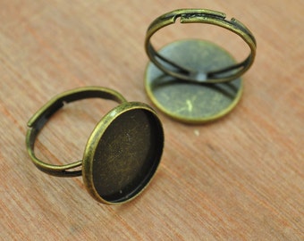 Bronze Ring,20pcs Adjustable Antique Bronze Ring Base,16mm Inner Diameter Blank Ring,Adjustable Ring Shanks