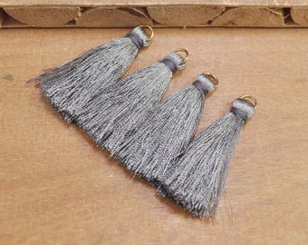 20Pcs 40mm Deep Gray Tassel with Gold Jump Rings, Silk Tassel,Tassel, Tassel for Jewelry,Silky Tassel,Tassel Necklace,Tassel Earring 6#