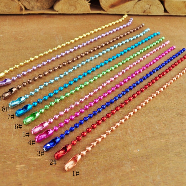 Lot de 30 chaînes à billes multicolores de 11,4 cm, porte-clés à billes de 2,3 mm, chaîne à billes avec étiquette volante, porte-clés, fermoir à connecteur de chaîne à billes