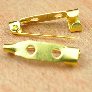 Blank Safe pin 50 Pieces Gold metal bar pin back brooch,Safety Pin Findings(nickel free),5mmx20mm