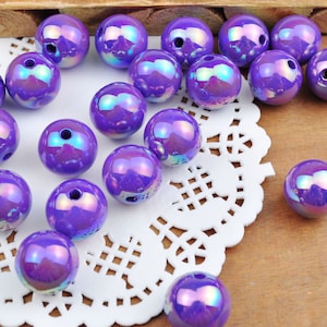 10pcs/lot 16mm Purple AB Round Beads, Iridescent Acrylic Gumball Beads, Round Spacer Beads,Bubblegum Beads,Plastic Round Bead,Jewelry beads