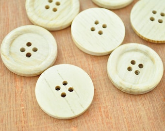 set of 30 buttons--wooden button,unfinished wooden button,round wood button, Natural, 4 holes, 23mm.