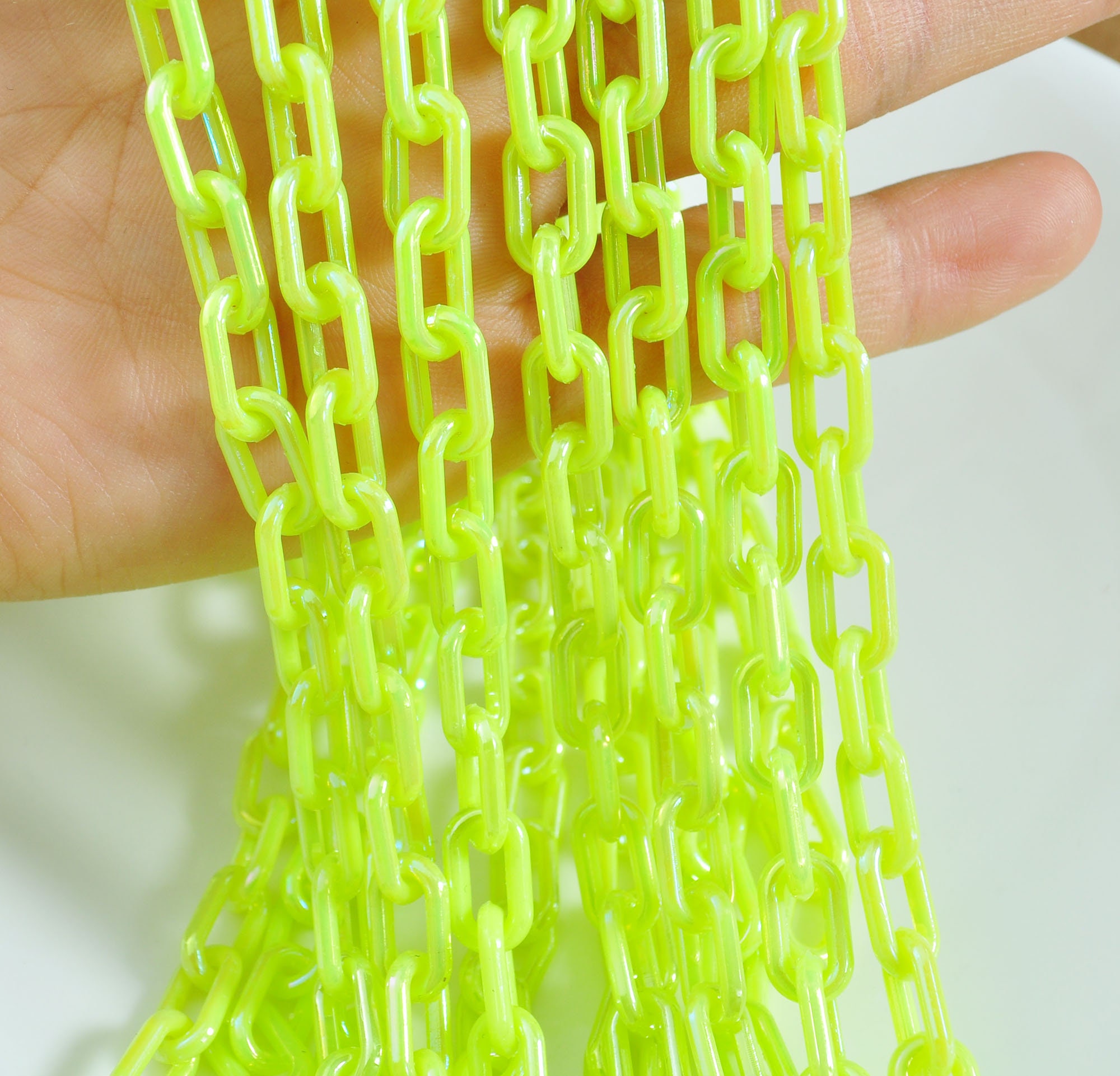 5-100Pcs AB Light Green Plastic Chain,Acrylic Chain,19inch,Mask necklace,Eyeglass Chain,Necklace makings,Jewelry making supplies,Jewelry DIY