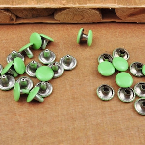 20 Light green 9mm Double Cap Rivets,Stud Rapid Rivets Leather Craft Repair,rivet studs for purse bag Handbags Shoes Belts leather craft diy