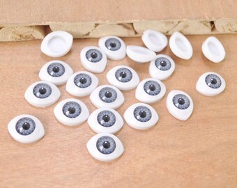 10 pares de cabujones de globo ocular gris, ojos de muñeca, ojos de muñeca de plástico, ojos para manualidades, ojos con parte trasera plana, suministros para ojos de muñeca 14 x 19 mm