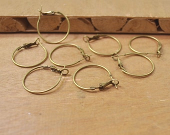 Earring Hoops,50pcs 1 inch Bronze Plated metal Earring hoops,Beading Earrings Hoops,25mm.