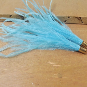 2Pcs Deep Blue Ostrich Feather Jewelry Tassel with 7 x 11mm Gold Cap,For Making Boho Feather Earrings, Necklace Jewelry Tassel