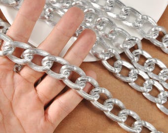 Aluminium Chain,1 m-3.3 feet,Large Chain,Twist Cable Link chain,Silver Chain,Open Chain,Bag/Necklace Chain,Chunky Curb Chain,Chain Supply