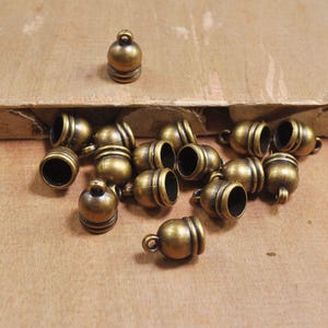 50Pcs Bronze End Cap,plastic End Cap,Top,Tube End Caps,string cord caps, tassel caps, Leather Cord cap, Bronze Findings,10x15mm