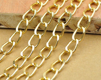 Chain,Gold aluminium chain,1 meter-3.3 feet, twist Cable Link chain,Aluminium Open LInks Chain--8x12mm