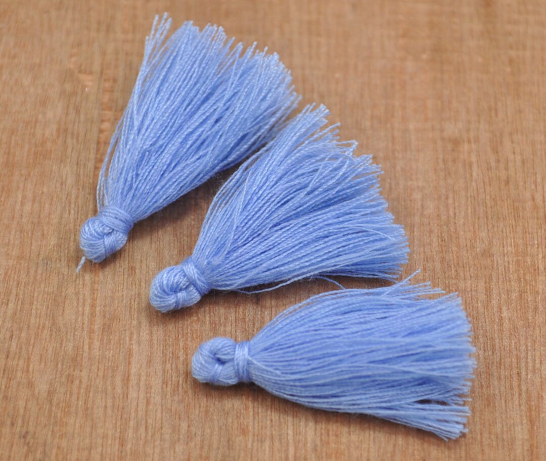 Mini Tassel,3cm Cotton Tassels/tiny Short Tassel/blue Mist Mini Cotton Tassel/handmade Cotton