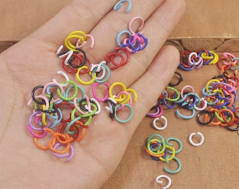 Anneaux à sauter, 200 anneaux en métal de 10 mm de couleur mélangée en vrac, apprêts, bagues ouvertes, fournitures de bijoux