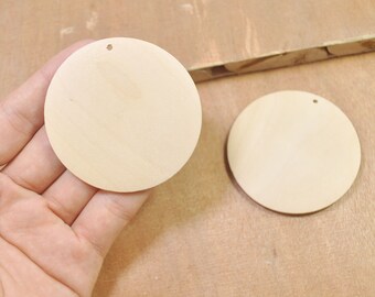 60mm Round flat wood beads,20Pcs Unfinished Natural wooden Pendant,Large Round wooden circle disc,Wooden beads,