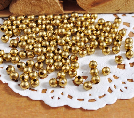 400 PCS 4mm Gold Beads for Jewelry Making Gold Plastic Beads Gold Plated  Brass Beads Gold Smooth Round Spacer Beads for DIY Bracelet Jewelry Making