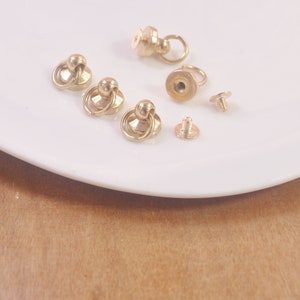 Pull Ring Loop Strap Stud,10set Light Gold Metal Chain Screw Connector Back,Round Rivet Lanyard,Buckle Knob Key Bag,Purse Belt Leather craft