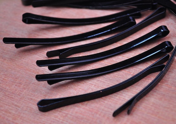 [BlackMuse] 愛の不時着☆gold silver plated hair pin SET Vintage Java hair pin silver tone metal black glass stones