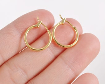 Real Gold Plated Earring,2-100Pcs 18k Gold Hoop Earrings,16mm Circle earring,Hypoallergenic Round Earring Hoop,Earring Wires,Jewelry Making