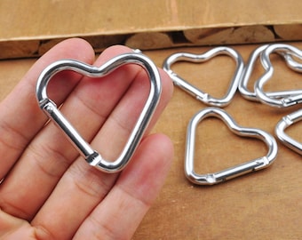 Silver Heart Carabiner Key Chain，Aluminum Carabiner Clips,Backpack Carabiners,Camping Carabina Karabiner,Carabiner Snap hook clasp spring