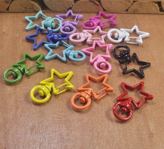 10pcs Star Shaped Swivel Snap Hook Key Chain Swivel Clasp ,coloured Key  Clasps,swivel Clasp Connector for Keychains and Accessories,34x24mm 