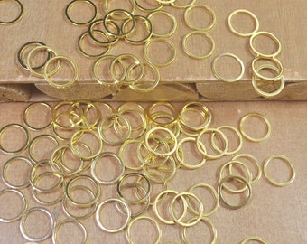 50Pcs Anneaux en or 10mm -Petits connecteurs de cercle en laiton plaqué or, liens de cercle en laiton, cercles de tubes ronds en laiton coupé - FF5649 #