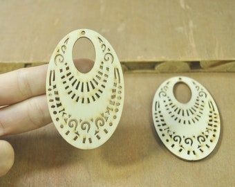 10 Pieces Oval Wood Pendants,Natural Wood Earring Pendant,Wooden Oval Jewelry,necklace pendant charms,DIY,blank unfinished wood,69x45mm