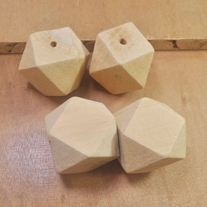 Geometric Wooden Beads  - 30mm - Pack of 10Pcs ,Wooden Beads, Unfinish Wooden Beads, Natural Wooden Beads for jewellry
