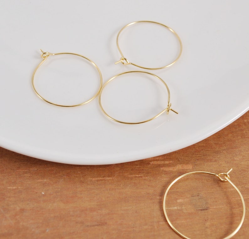 50Pcs 18k Gold Plated Earring Hoops, 15/20/25/30/35/40/45/50mm Circle earrings, Round Earring Hoop ,Earring Wires, Jewelry Making image 7