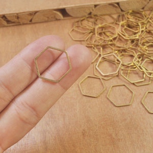 50pcs 20x18x1mm flat hexagon Charm,Raw Brass hexagon Rings,Hexagon Shaped, hexagon Connectors,pendant,Links, Geometric jewelry Supplies