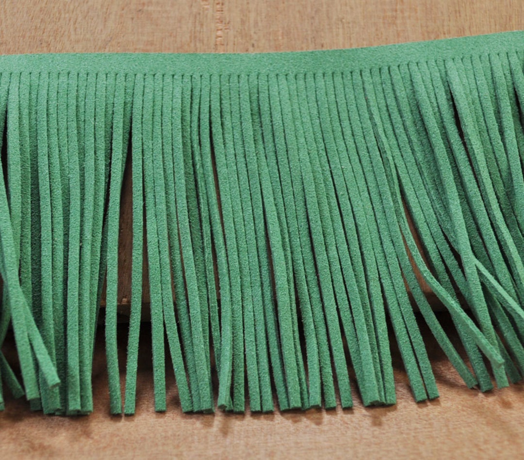 78mm Wide Green Suede Leather Fringes,for Costume Fringes,3.3ft,fringed