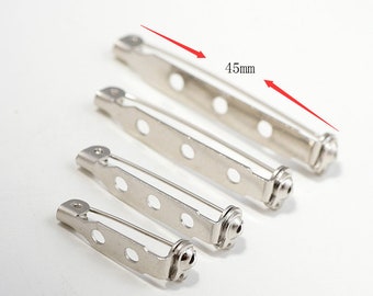 500 Stück silberfarbene Metallbrosche mit Roll-Sicherheitsverschluss, 45 mm