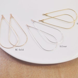 20/50 st KC guld-/silver-/förgyllda öppningsbara örhängen med droppform, droppformade örhängesdelar, gör-det-själv-örhängesdetaljer, 52 x 25 mm