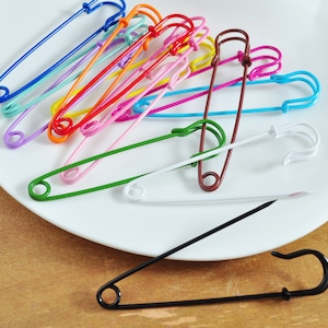 14 Colors,Enamel Metal safety pin,Colorful Safety Pin,Big Pins Connector for DIY Jewelry Making 75x17mm